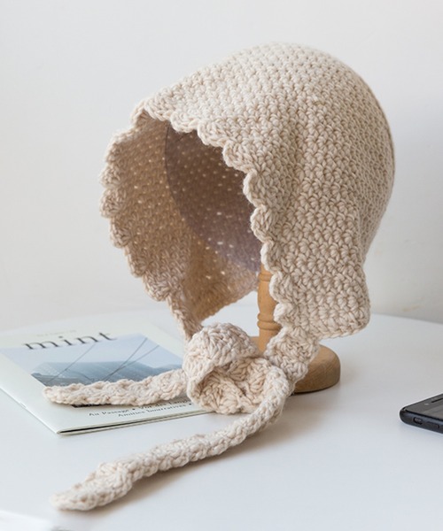 Revo.（レボ）の「ワイドリボン クロシェニット バブーシュカ（ニットキャップ/ビーニー・レディース・グレー/アイボリー/ブラック・FREE）」の16枚目の写真