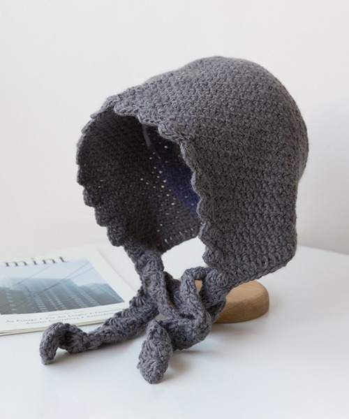 Revo.（レボ）の「ワイドリボン クロシェニット バブーシュカ（ニットキャップ/ビーニー・レディース・グレー/アイボリー/ブラック・FREE）」の18枚目の写真