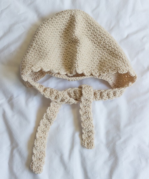 Revo.（レボ）の「ワイドリボン クロシェニット バブーシュカ（ニットキャップ/ビーニー・レディース・グレー/アイボリー/ブラック・FREE）」の9枚目の写真