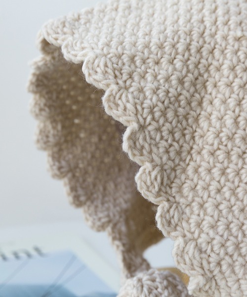 Revo.（レボ）の「ワイドリボン クロシェニット バブーシュカ（ニットキャップ/ビーニー・レディース・グレー/アイボリー/ブラック・FREE）」の14枚目の写真