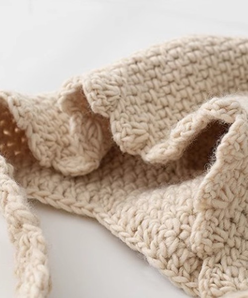 Revo.（レボ）の「ワイドリボン クロシェニット バブーシュカ（ニットキャップ/ビーニー・レディース・グレー/アイボリー/ブラック・FREE）」の11枚目の写真