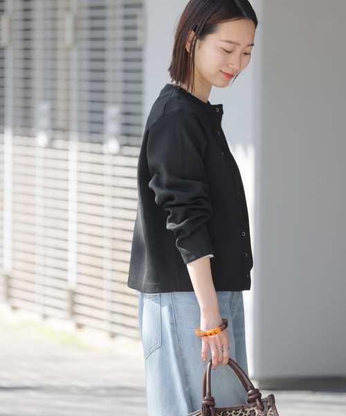 JOURNAL STANDARD relume（ジャーナルスタンダード　レリューム）の「《WEB限定追加2》ウォッシャブルスポンジニットクルーネックカーディガン（カーディガン/ボレロ・レディース・ブラック・FREE）」の5枚目の写真