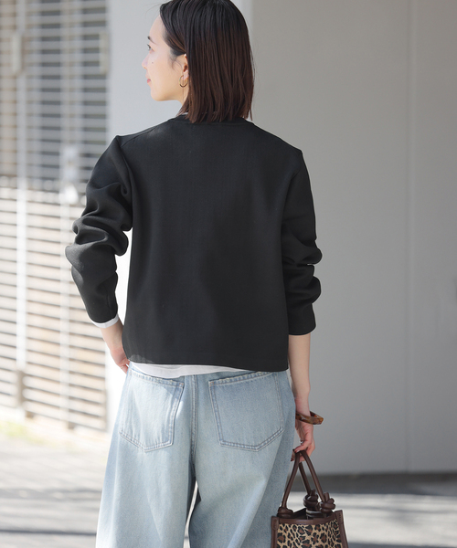 JOURNAL STANDARD relume（ジャーナルスタンダード　レリューム）の「《WEB限定追加2》ウォッシャブルスポンジニットクルーネックカーディガン（カーディガン/ボレロ・レディース・ブラック・FREE）」の6枚目の写真