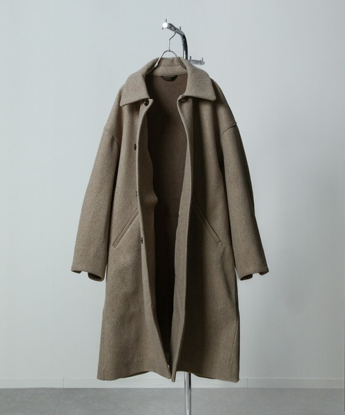 NILWAY（ニルウェイ）の「ニットメルトン ルーズ スリーブ チェスターコート（ステンカラーコート・メンズ・ベージュ/ブラック/グレー・MEDIUM/LARGE/X-LARGE）」の19枚目の写真