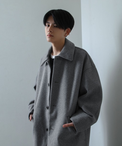 NILWAY（ニルウェイ）の「ニットメルトン ルーズ スリーブ チェスターコート（ステンカラーコート・メンズ・ベージュ/ブラック/グレー・MEDIUM/LARGE/X-LARGE）」の13枚目の写真