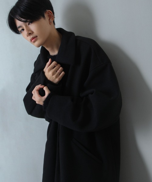 NILWAY（ニルウェイ）の「ニットメルトン ルーズ スリーブ チェスターコート（ステンカラーコート・メンズ・ベージュ/ブラック/グレー・MEDIUM/LARGE/X-LARGE）」の6枚目の写真