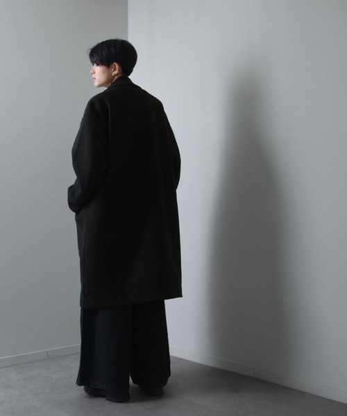 NILWAY（ニルウェイ）の「ニットメルトン ルーズ スリーブ チェスターコート（ステンカラーコート・メンズ・ベージュ/ブラック/グレー・MEDIUM/LARGE/X-LARGE）」の14枚目の写真