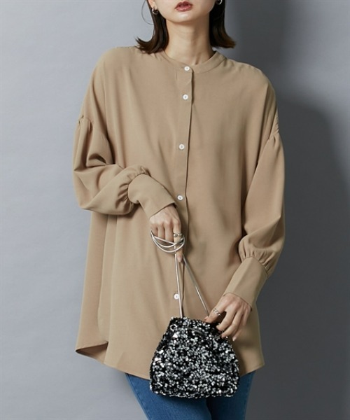 nissen（ニッセン）の「前後２ＷＡＹ袖シャーリングとろみブラウス（シャツ/ブラウス・レディース・ブラック/ベージュ/ブルー/オフホワイト・LL/S/M/L）」の19枚目の写真