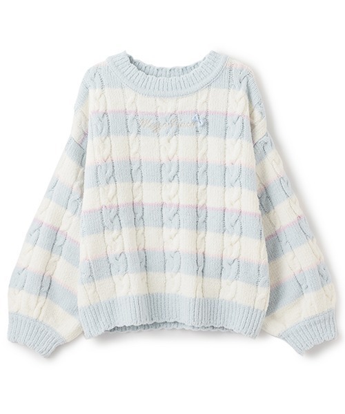 【セール】ボーダーモールニット プルオーバー（スウェット）｜mezzo piano（メゾピアノ）