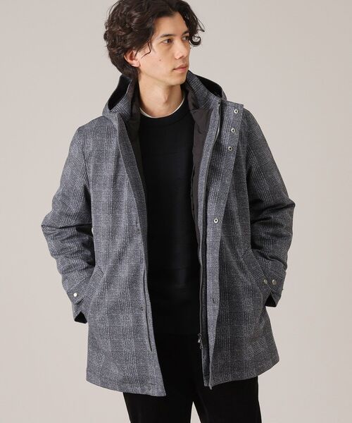 セール】【3WAY】ジャカード グレンチェック ダウンライナー ブルゾン