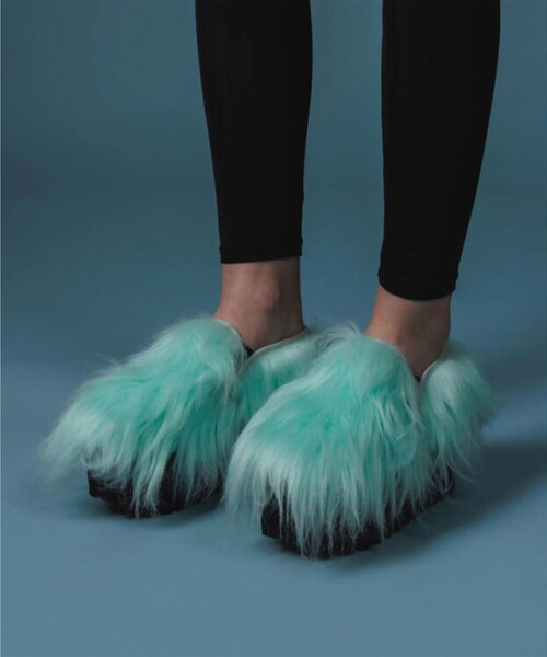 NON TOKYO(ノントーキョー)の「【NON TOKYO/ノントーキョー】FUR SLIP ON/ファースリッポン/サボ(スリッポン・レディース・ブラック/グリーン/ミント・S/M)」の3枚目の写真
