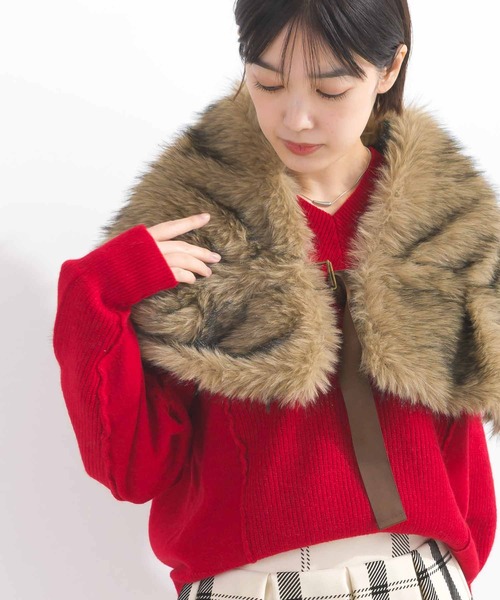 PICCIN（ピッチン）の「フェイクファーストール（ストール/ショール・レディース・グレー/ベージュ・FREE）」の20枚目の写真