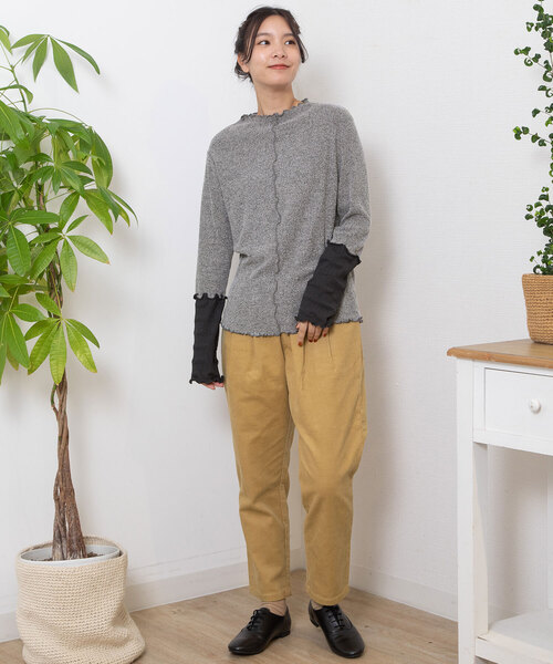POU DOU DOU(プードゥドゥ)の「コーデュロイペグトップパンツ(その他パンツ・レディース・イエロー/アイボリー/ブラック/カーキ・M)」の11枚目の写真