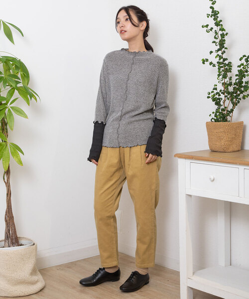 POU DOU DOU(プードゥドゥ)の「コーデュロイペグトップパンツ(その他パンツ・レディース・イエロー/アイボリー/ブラック/カーキ・M)」の12枚目の写真