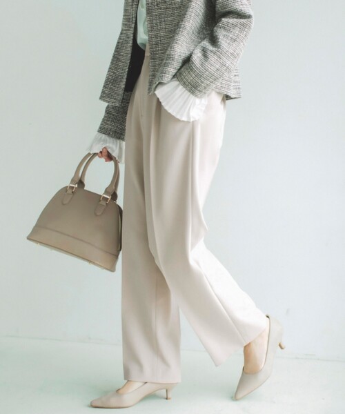 THE SHOP TK （ザ ショップ ティーケー ）の「【汚れ防止/シワになりにくい/セレモニー/通勤】ダブルクロスワイドパンツ/洗える/サスティナブル（その他パンツ・レディース・ベージュ/ネイビー/ブラック・11/12/13/14）」の3枚目の写真