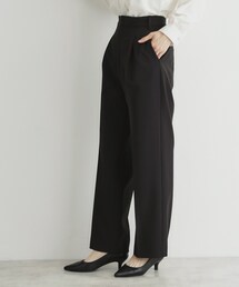 【汚れ防止/シワになりにくい/セレモニー/通勤】ダブルクロスワイドパンツ/洗える/サスティナブル