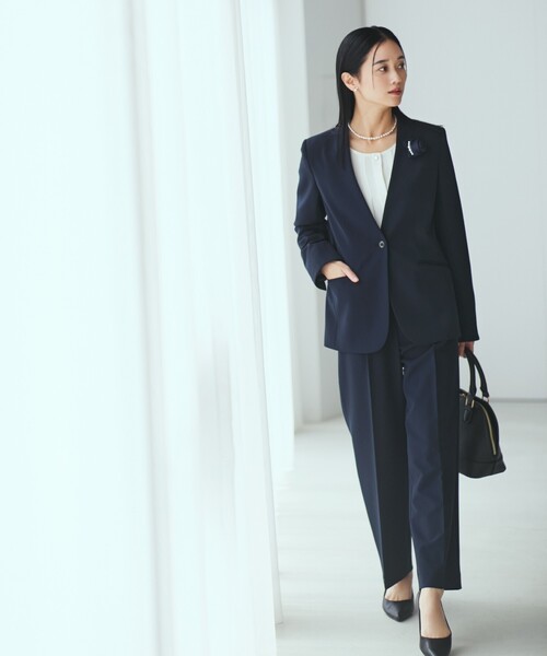 THE SHOP TK （ザ ショップ ティーケー ）の「【汚れ防止/シワになりにくい/セレモニー/通勤】ダブルクロスワイドパンツ/洗える/サスティナブル（その他パンツ・レディース・ベージュ/ネイビー/ブラック・11/12/13/14）」の6枚目の写真