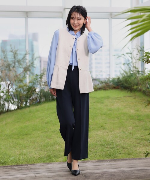 THE SHOP TK （ザ ショップ ティーケー ）の「【汚れ防止/シワになりにくい/セレモニー/通勤】ダブルクロスワイドパンツ/洗える/サスティナブル（その他パンツ・レディース・ベージュ/ネイビー/ブラック・11/12/13/14）」の12枚目の写真