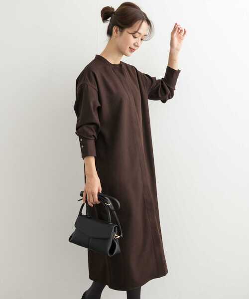 【美品】Language定価約4万★シルクワンピース シャツワンピース セール】ウールライクツイルシャツワンピース（ワンピース