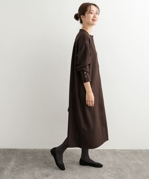 URBAN RESEARCH DOORS（アーバンリサーチドアーズ）の「ウールライクツイルシャツワンピース（ワンピース・レディース・チャコールグレー/ブラウン・MEDIUM）」の6枚目の写真