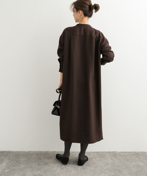 URBAN RESEARCH DOORS（アーバンリサーチドアーズ）の「ウールライクツイルシャツワンピース（ワンピース・レディース・チャコールグレー/ブラウン・MEDIUM）」の9枚目の写真