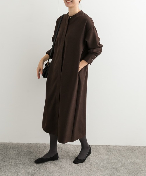 URBAN RESEARCH DOORS（アーバンリサーチドアーズ）の「ウールライクツイルシャツワンピース（ワンピース・レディース・チャコールグレー/ブラウン・MEDIUM）」の11枚目の写真