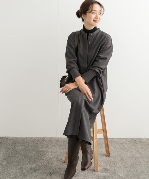 URBAN RESEARCH DOORS（アーバンリサーチドアーズ）の「ウールライクツイルシャツワンピース（ワンピース・レディース・チャコールグレー/ブラウン・MEDIUM）」の19枚目の写真