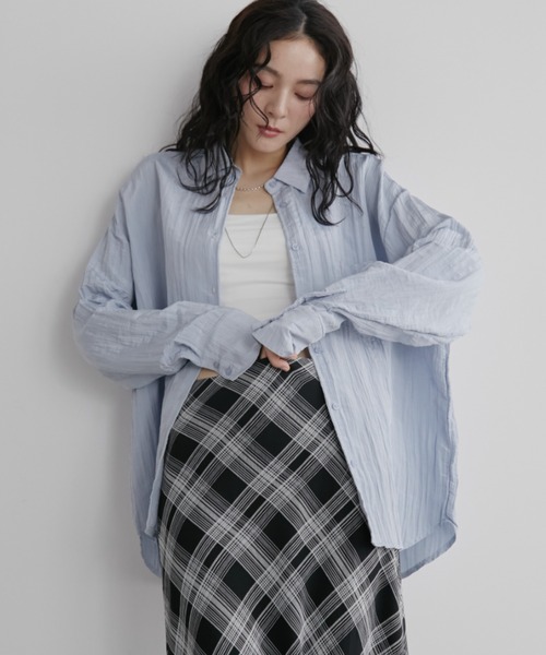 Aunt Marie's(アントマリーズ)の「楊柳サテンシャツ(シャツ/ブラウス・レディース・ピンク/ネイビー/アイボリー/ブラック/ブルー・FREE)」の10枚目の写真