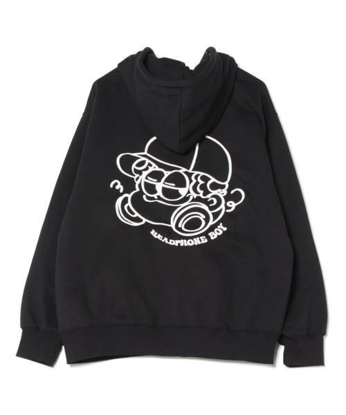 ８(eight)（エイト）の「HEADPHONE BOY 刺繍ZIPパーカー（パーカー・メンズ・ブラック/アッシュグレー/スモークピンク・MEDIUM/LARGE）」の4枚目の写真
