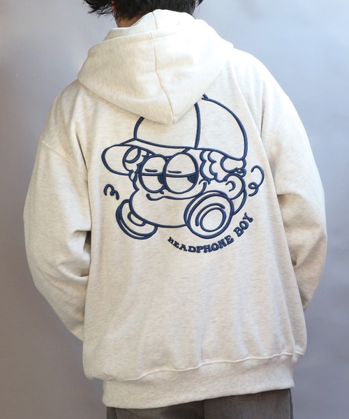 ８(eight)（エイト）の「HEADPHONE BOY 刺繍ZIPパーカー（パーカー・メンズ・ブラック/アッシュグレー/スモークピンク・MEDIUM/LARGE）」の16枚目の写真