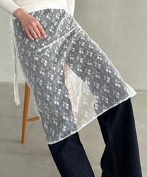 レース巻きスカートシアー花柄 ラップスカート