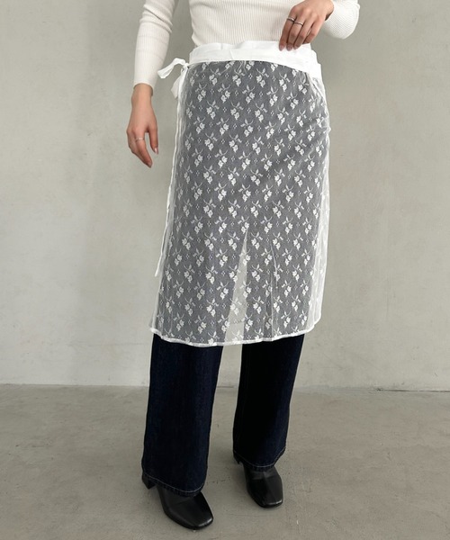 セール】レース巻きスカートシアー花柄 ラップスカート