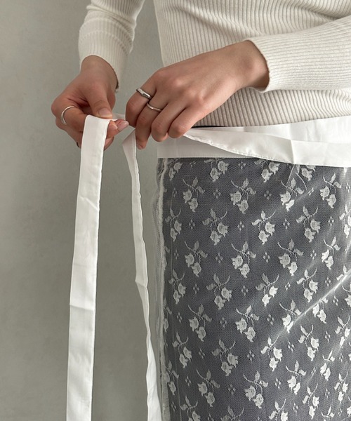 セール】レース巻きスカートシアー花柄 ラップスカート