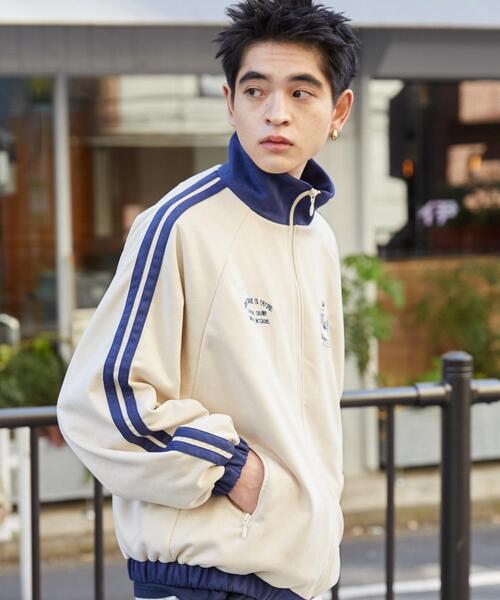 WEGO（ウィゴー）の「WEGO/フェイクスウェードライントラックジャケット（ジャージ・メンズ・チャコールグレー/アイボリー・MEDIUM/LARGE）」の8枚目の写真