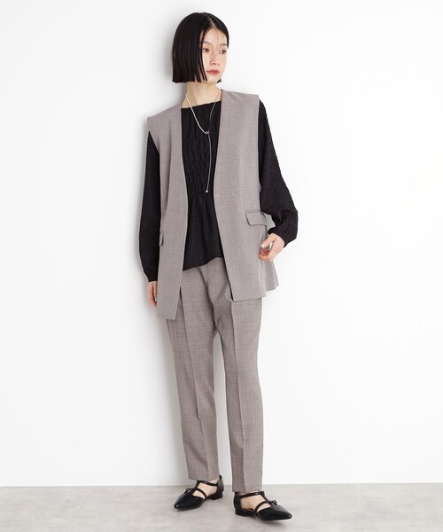 THE SHOP TK （ザ ショップ ティーケー ）の「【セットアップ可】リサイクルシャークスキンジレ/洗える（ベスト・レディース・ブラック/ライトベージュ/チャコールグレー・12/13）」の7枚目の写真