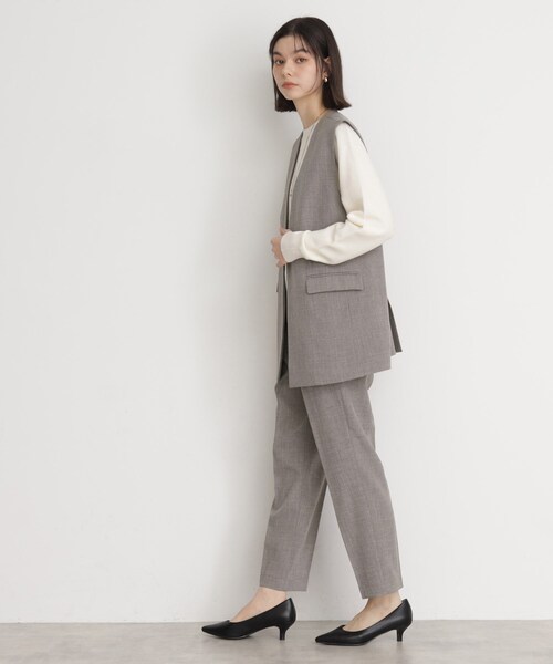 THE SHOP TK （ザ ショップ ティーケー ）の「【セットアップ可】リサイクルシャークスキンジレ/洗える（ベスト・レディース・ブラック/ライトベージュ/チャコールグレー・12/13）」の11枚目の写真