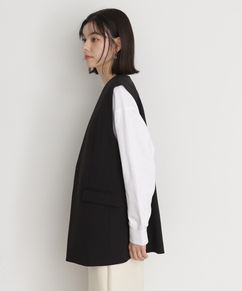 THE SHOP TK （ザ ショップ ティーケー ）の「【セットアップ可】リサイクルシャークスキンジレ/洗える（ベスト・レディース・ブラック/ライトベージュ/チャコールグレー・12/13）」の13枚目の写真