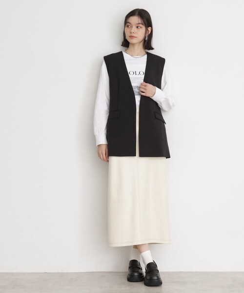 THE SHOP TK （ザ ショップ ティーケー ）の「【セットアップ可】リサイクルシャークスキンジレ/洗える（ベスト・レディース・ブラック/ライトベージュ/チャコールグレー・12/13）」の14枚目の写真