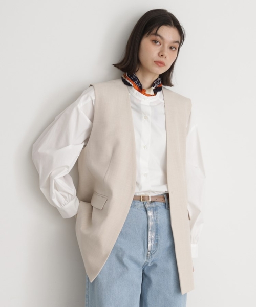 THE SHOP TK （ザ ショップ ティーケー ）の「【セットアップ可】リサイクルシャークスキンジレ/洗える（ベスト・レディース・ブラック/ライトベージュ/チャコールグレー・12/13）」の17枚目の写真