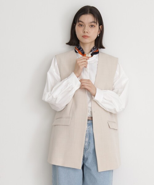 THE SHOP TK （ザ ショップ ティーケー ）の「【セットアップ可】リサイクルシャークスキンジレ/洗える（ベスト・レディース・ブラック/ライトベージュ/チャコールグレー・12/13）」の18枚目の写真