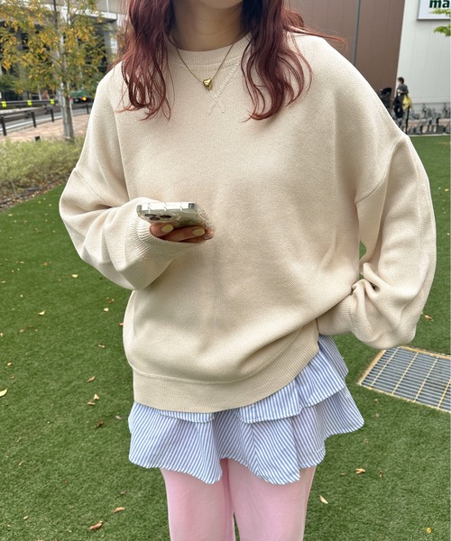 PILIT（ピリット）の「スウェットライクルーズニット（ニット/セーター・レディース・アイボリー/ピンク/ブルー/グレー・MEDIUM）」の2枚目の写真