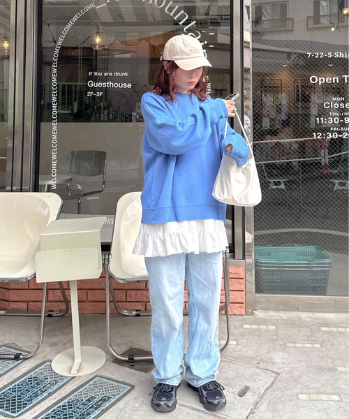 PILIT（ピリット）の「スウェットライクルーズニット（ニット/セーター・レディース・アイボリー/ピンク/ブルー/グレー・MEDIUM）」の20枚目の写真