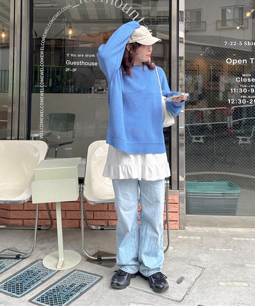 PILIT（ピリット）の「スウェットライクルーズニット（ニット/セーター・レディース・アイボリー/ピンク/ブルー/グレー・MEDIUM）」の21枚目の写真