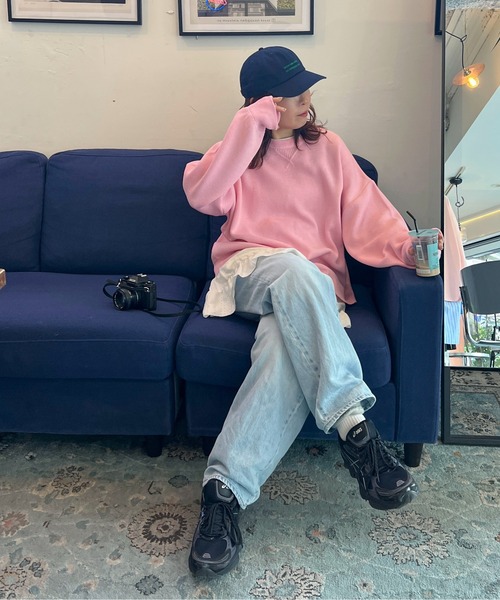 PILIT（ピリット）の「スウェットライクルーズニット（ニット/セーター・レディース・アイボリー/ピンク/ブルー/グレー・MEDIUM）」の7枚目の写真