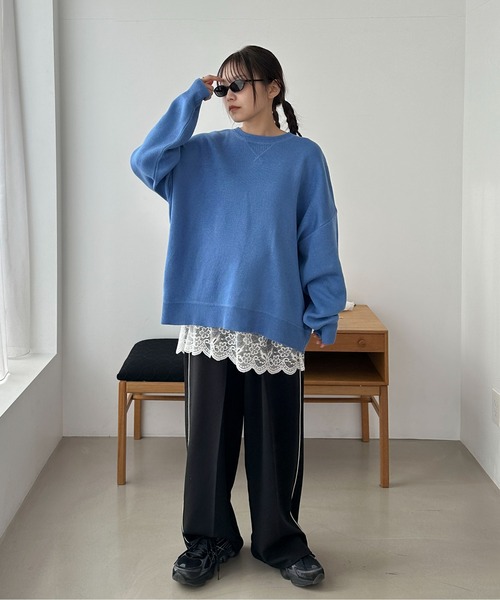 PILIT（ピリット）の「スウェットライクルーズニット（ニット/セーター・レディース・アイボリー/ピンク/ブルー/グレー・MEDIUM）」の10枚目の写真