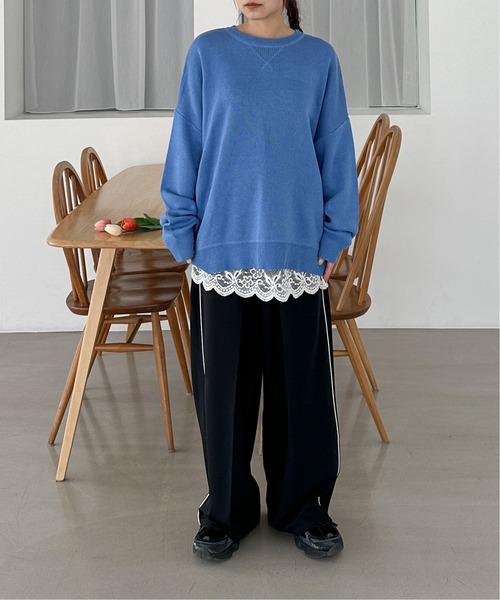 PILIT（ピリット）の「スウェットライクルーズニット（ニット/セーター・レディース・アイボリー/ピンク/ブルー/グレー・MEDIUM）」の11枚目の写真