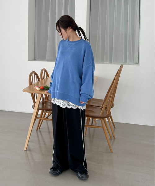 PILIT（ピリット）の「スウェットライクルーズニット（ニット/セーター・レディース・アイボリー/ピンク/ブルー/グレー・MEDIUM）」の12枚目の写真