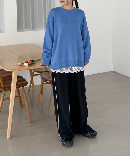 PILIT（ピリット）の「スウェットライクルーズニット（ニット/セーター・レディース・アイボリー/ピンク/ブルー/グレー・MEDIUM）」の13枚目の写真