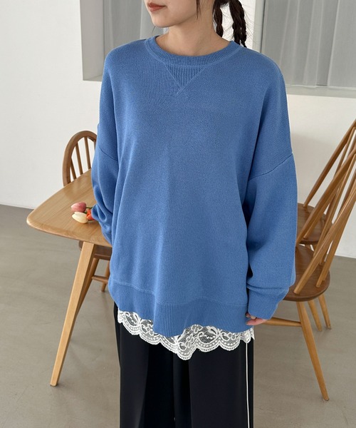 PILIT（ピリット）の「スウェットライクルーズニット（ニット/セーター・レディース・アイボリー/ピンク/ブルー/グレー・MEDIUM）」の14枚目の写真