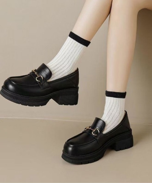 Teem Store(チームストア)の「厚底メタルモチーフローファー(ローファー・レディース・ブラック・L/M/S)」の9枚目の写真